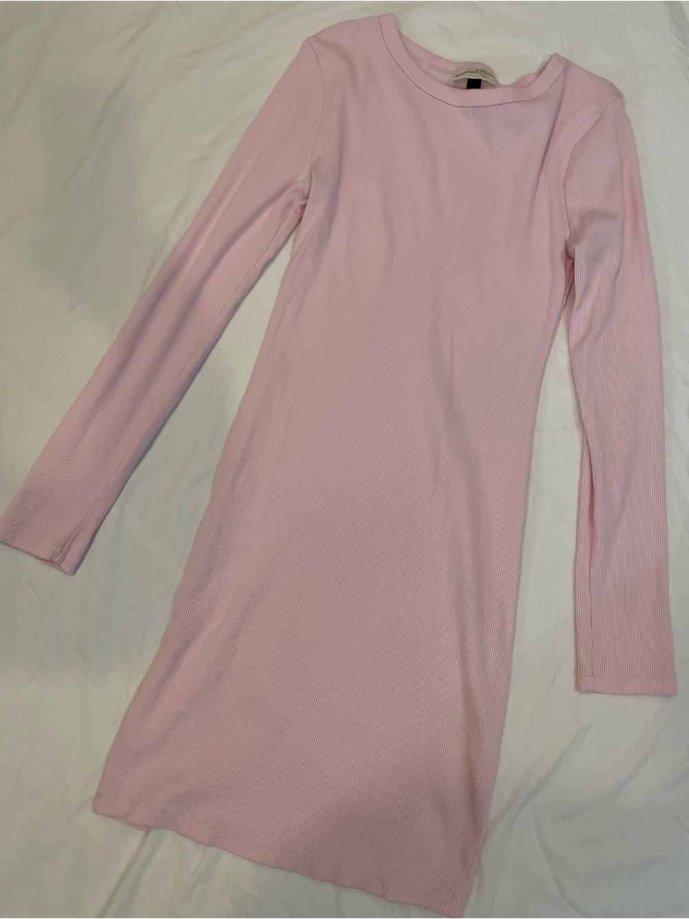 Women’s Long Sleeve Pink Ribbed Dress